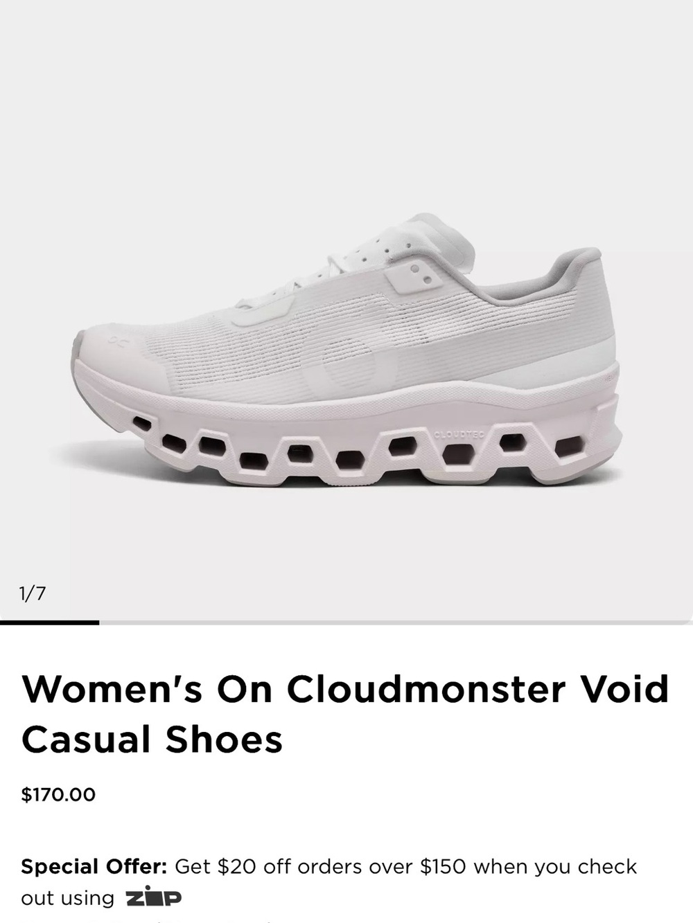 On Running Cloudmonster Void Women's Casual Shoes - sz 8